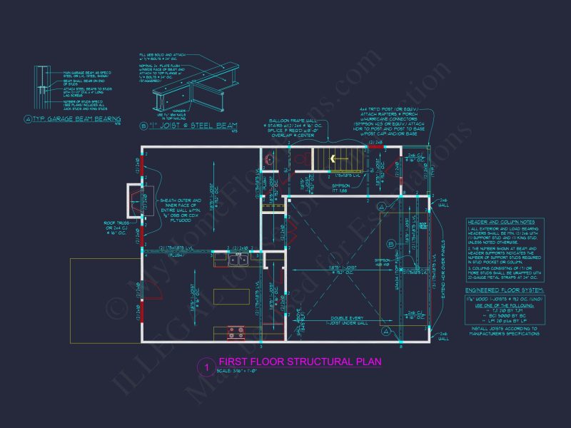 Modern Craftsman house Plan with 3 Bedrooms and 2 Baths