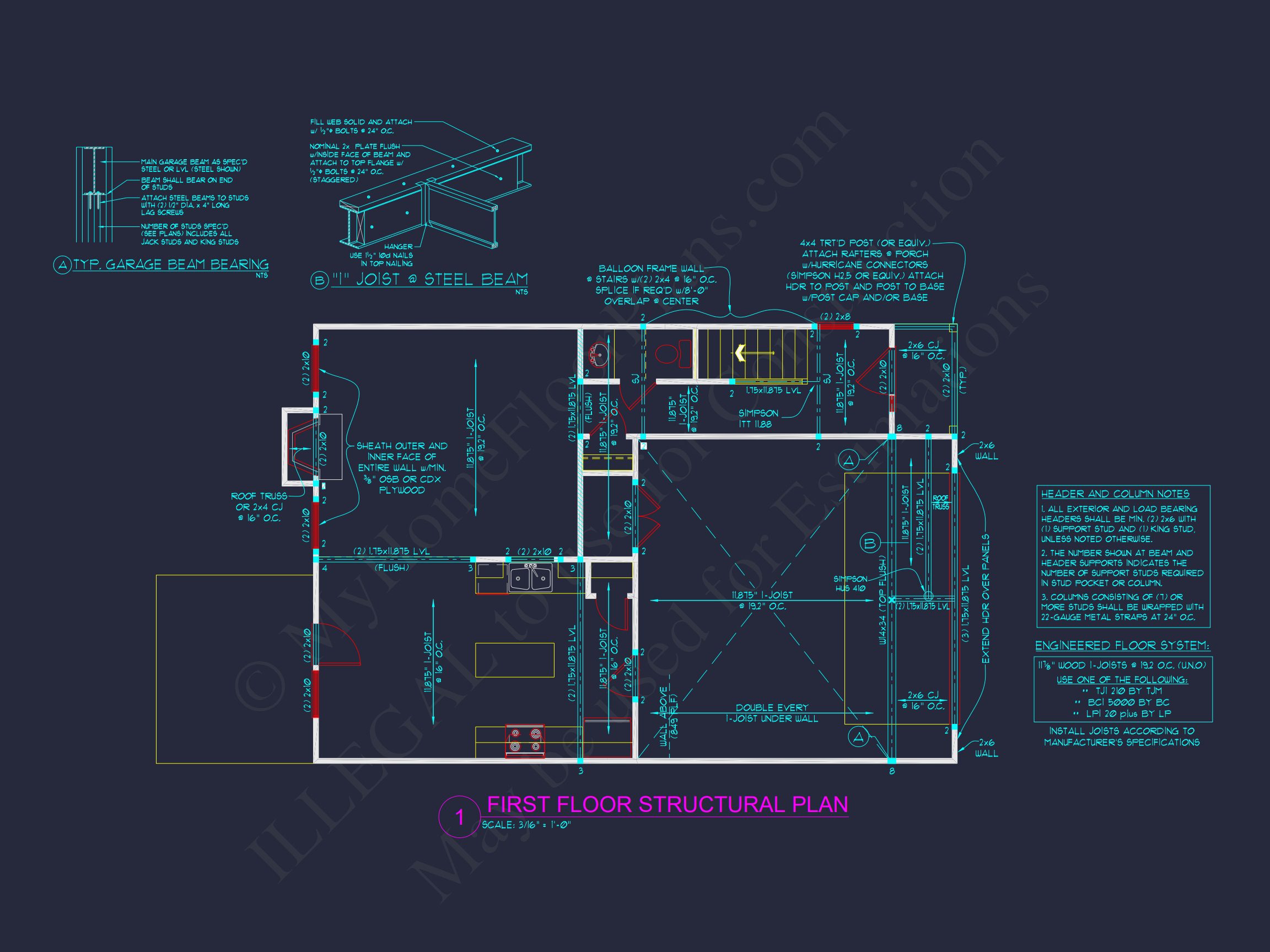 Modern Craftsman house Plan with 3 Bedrooms and 2 Baths