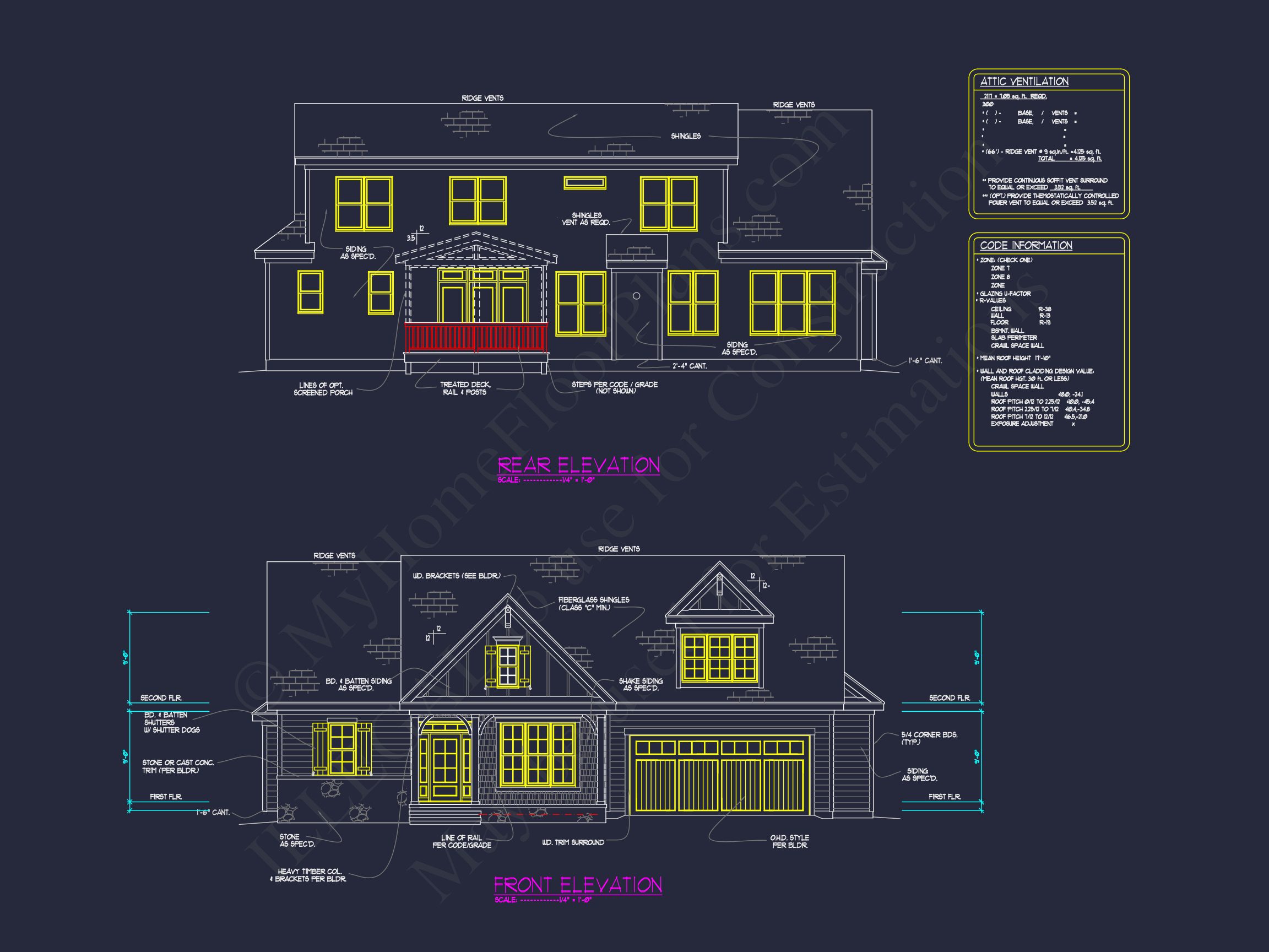 Modern Craftsman house Plan with 4 Bedrooms and 2-Car Garage