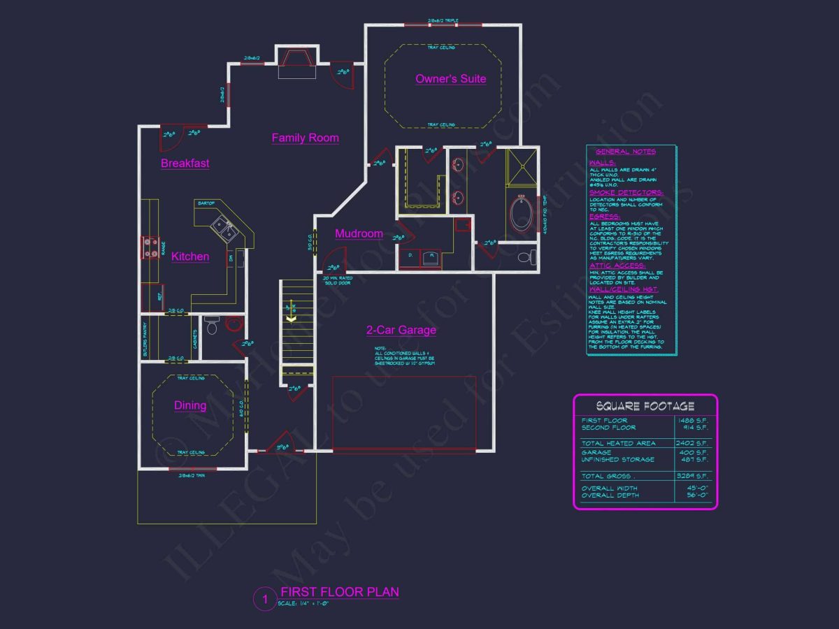 Modern Craftsman house Plan with 4 Bedrooms and Open Floor
