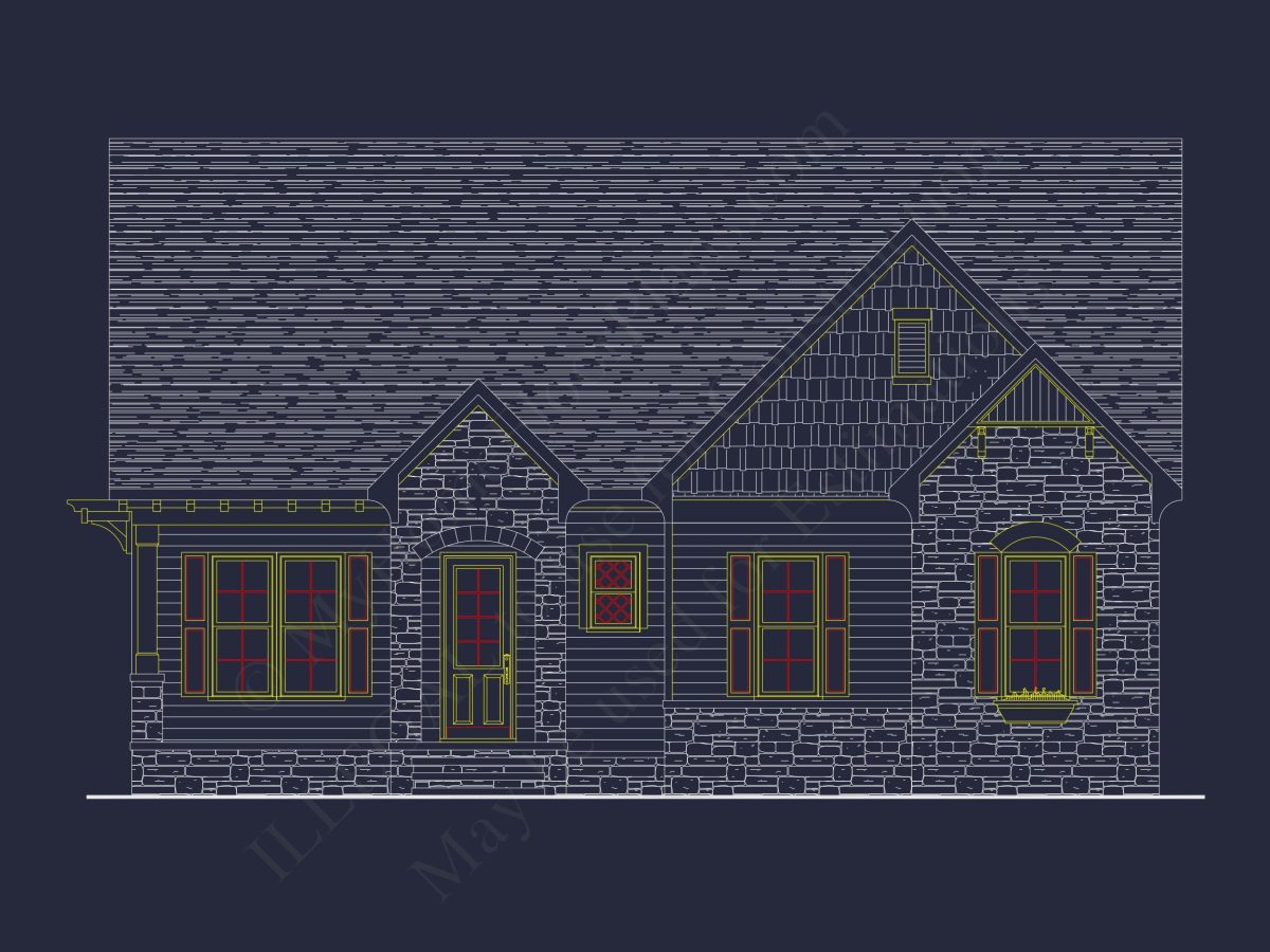 Modern Craftsman house Plan with CAD Designs and Floor Blueprint