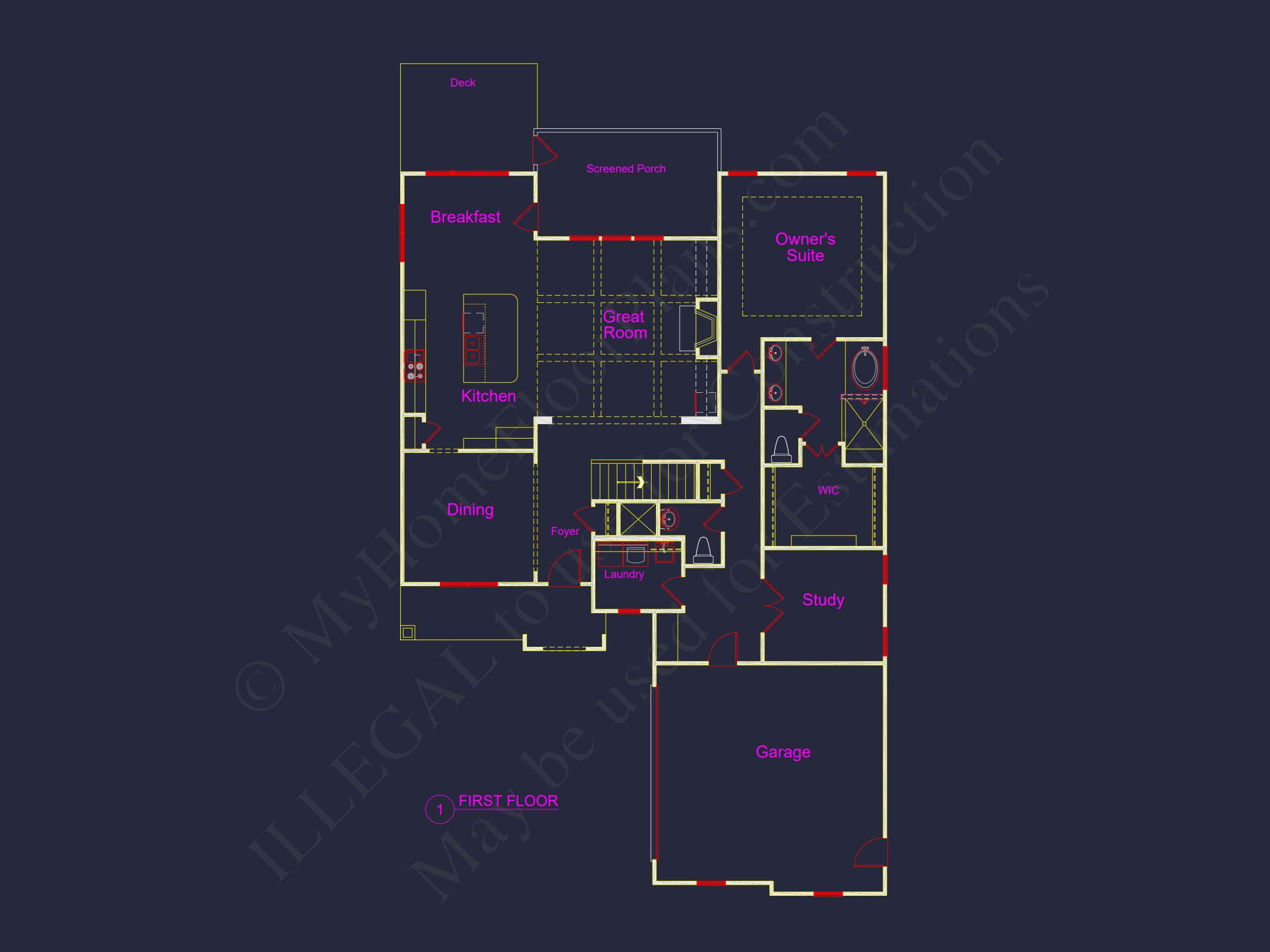 Modern Craftsman house Plan with CAD Designs and Floor Blueprint