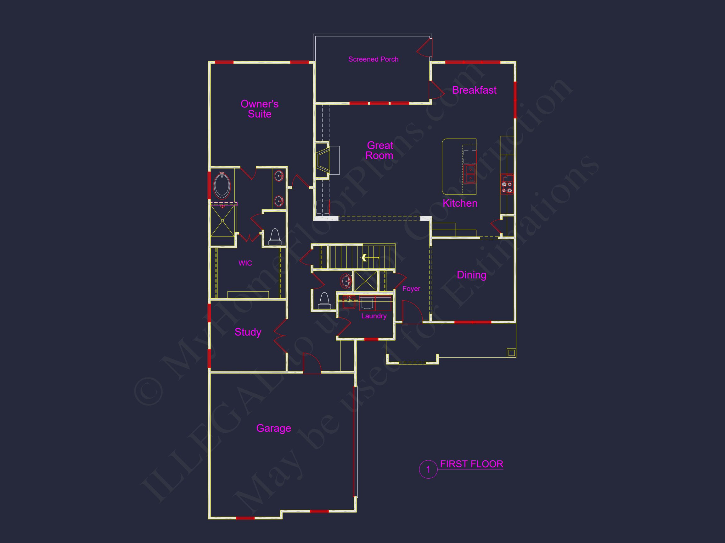 Modern Craftsman house Plan with CAD Designs and Floor Blueprint
