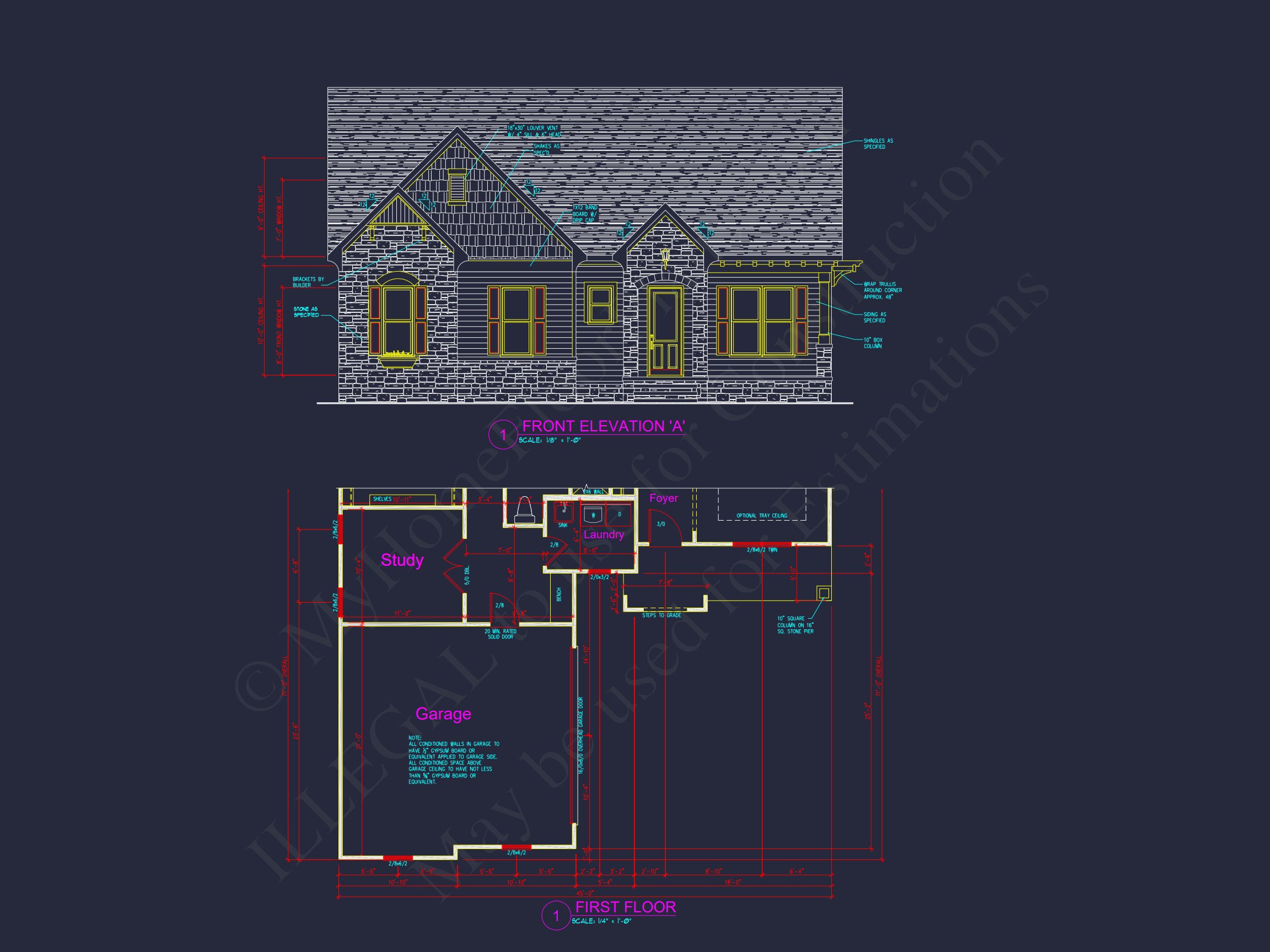 Modern Craftsman house Plan with CAD Designs and Floor Blueprint