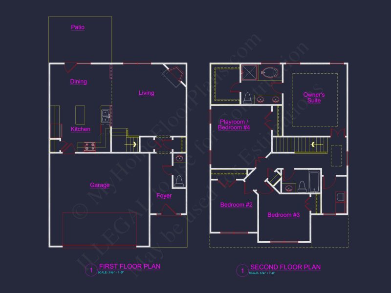 Modern Craftsman house Plan with Open Floor and CAD Blueprint