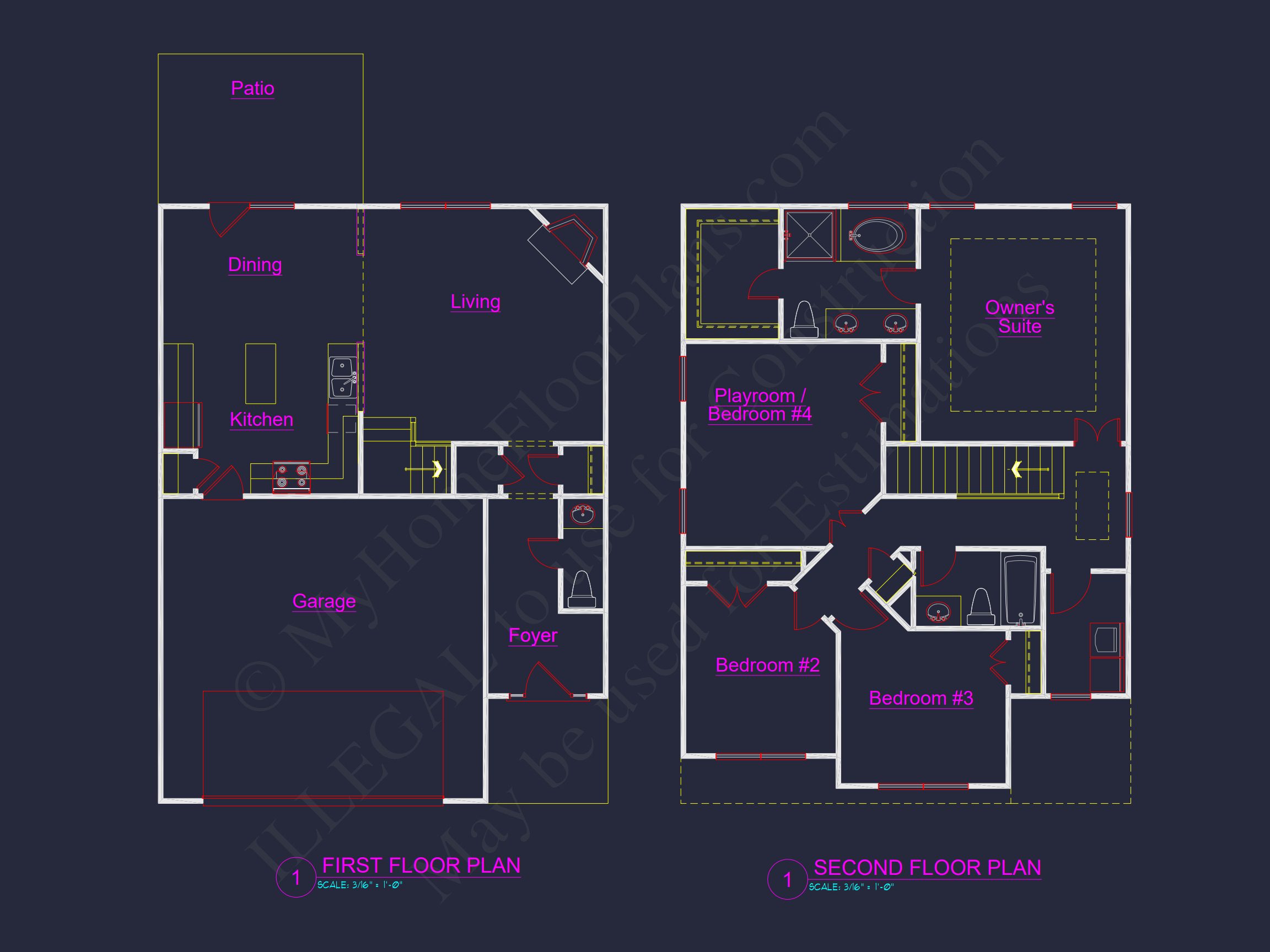Modern Craftsman house Plan with Open Floor and CAD Blueprint