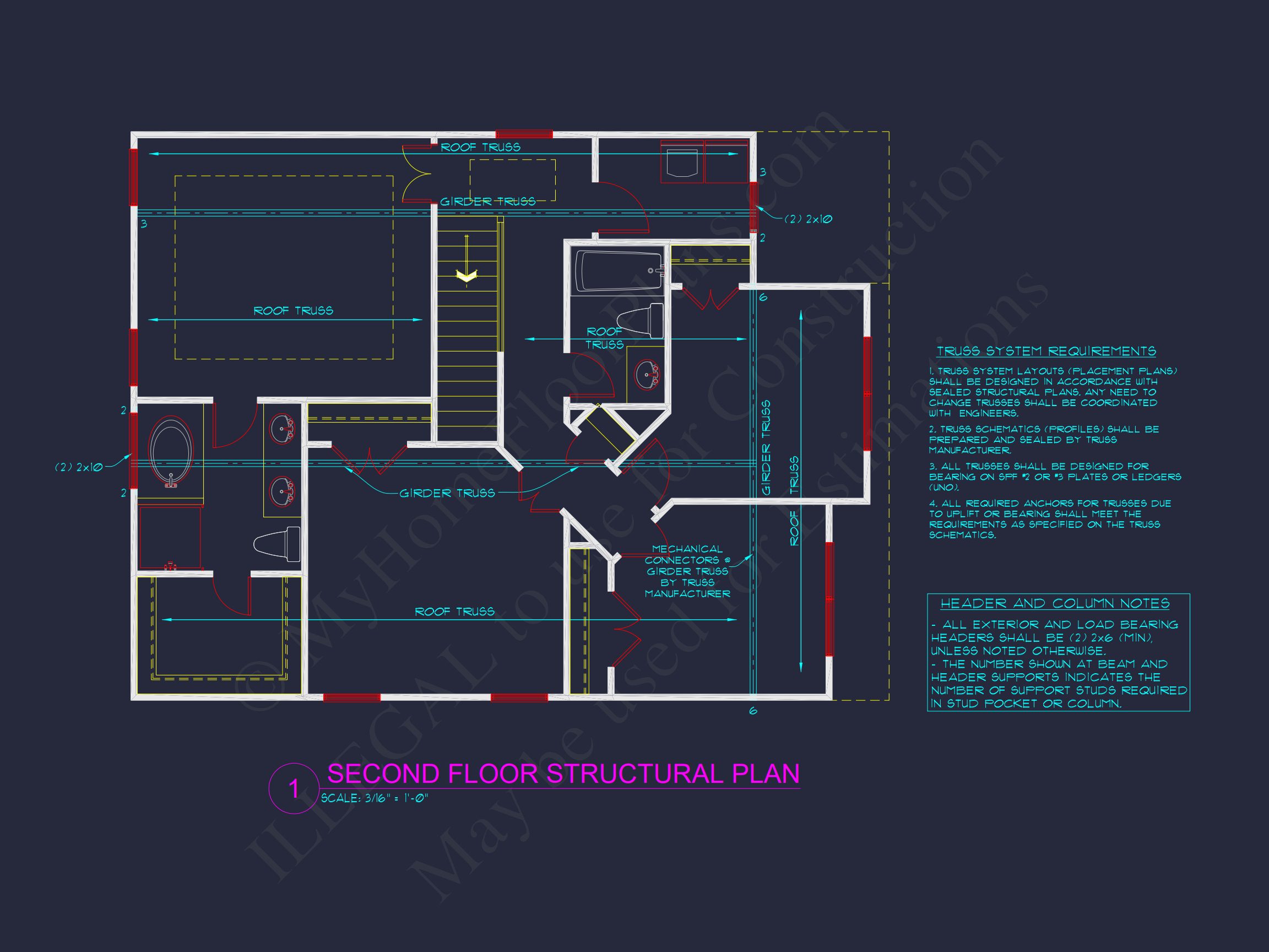 Modern Craftsman house Plan with Open Floor and CAD Blueprint