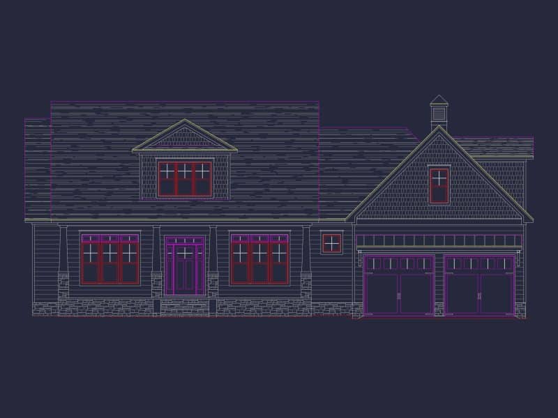 "Modern Craftsman house Plan with Spacious Floor Design and CAD Blueprints"