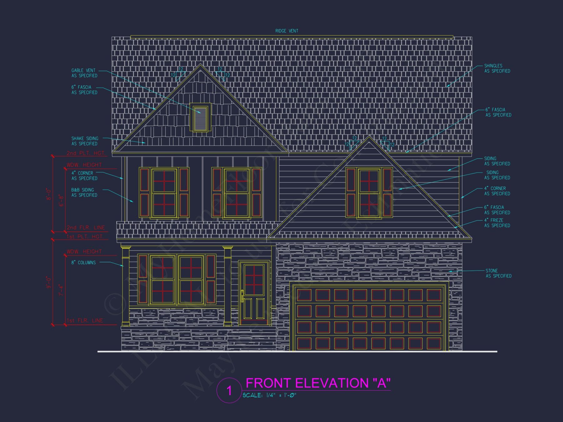 Modern Craftsman house Floor Plan Blueprint for 2.5 Story Designs