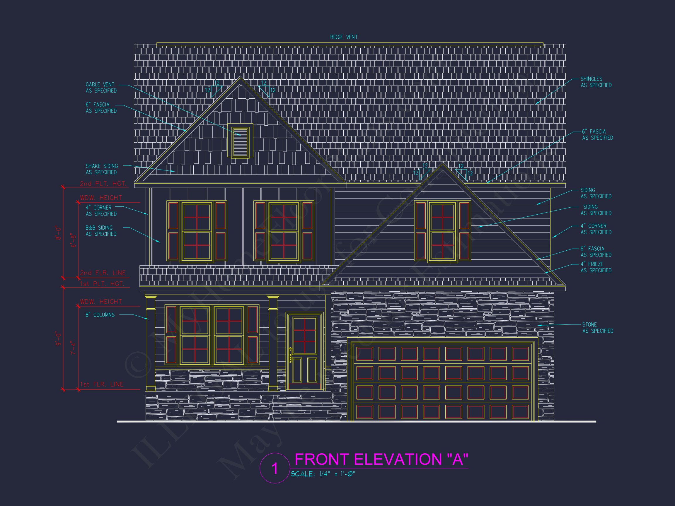Modern Craftsman house Floor Plan Blueprint for 2.5 Story Designs