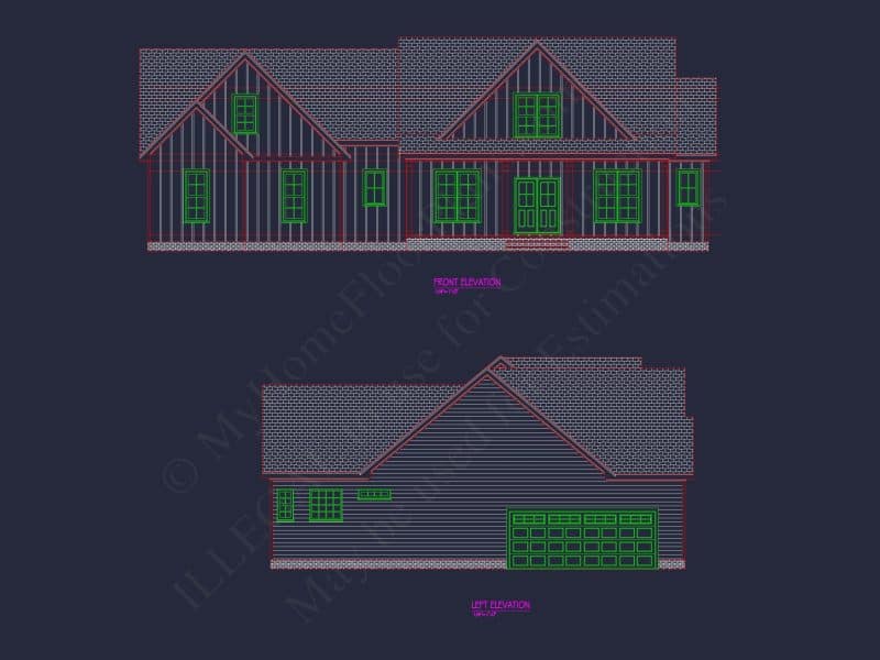Modern Craftsman house Floor Plan: Detailed CAD & Blueprint Designs
