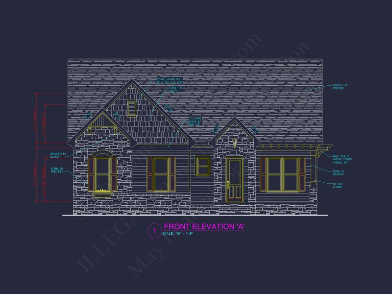 Modern Craftsman house Plan with CAD Designs and Floor Blueprint