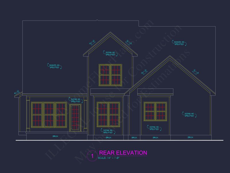 Modern Family house Plan: CAD Blueprint with 2-Story Design
