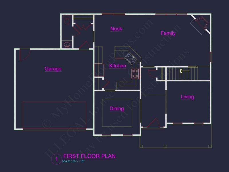 Modern Family house Plan with CAD Blueprint Designs