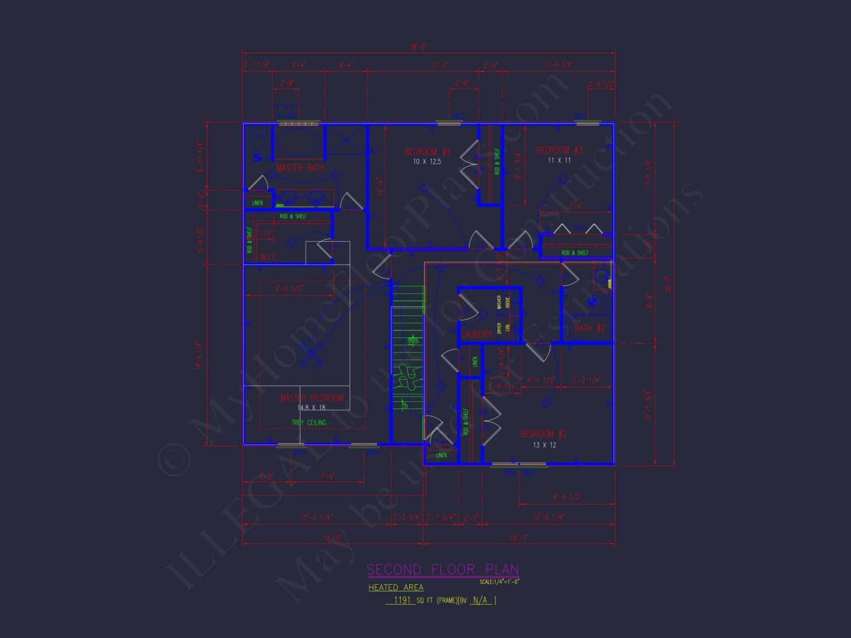 Modern house Blueprint – 2-Story CAD Floor Plan Designs