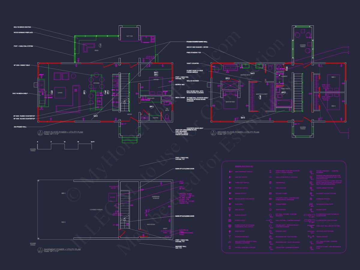 Modern house Floor Plan: 2-Story Architectural Designs Blueprint