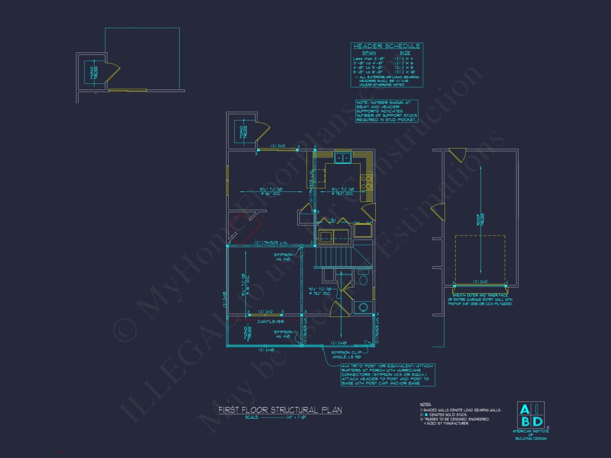 Modern house Floor Plan with 2-Story CAD Blueprint Designs