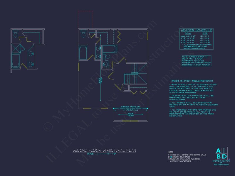 Modern house Floor Plan with 2-Story CAD Blueprint Designs