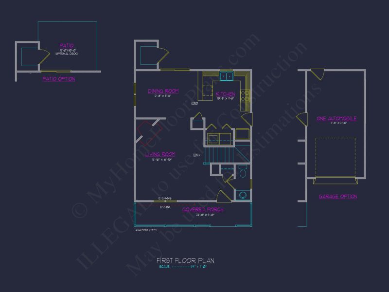 Modern house Floor Plan with 2-Story CAD Blueprint Designs