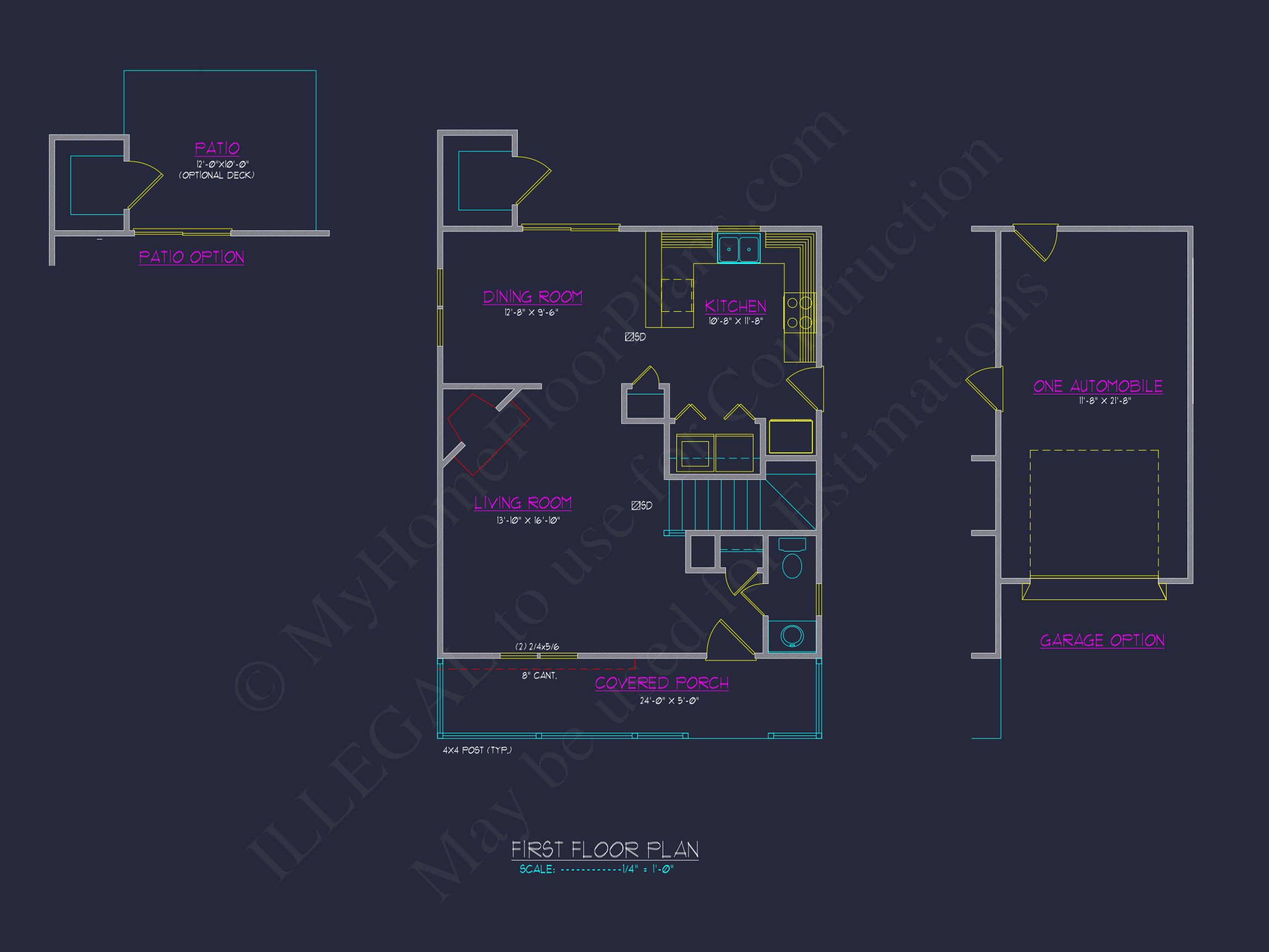Modern house Floor Plan with 2-Story CAD Blueprint Designs