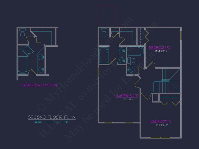 Modern house Floor Plan with 2-Story CAD Blueprint Designs