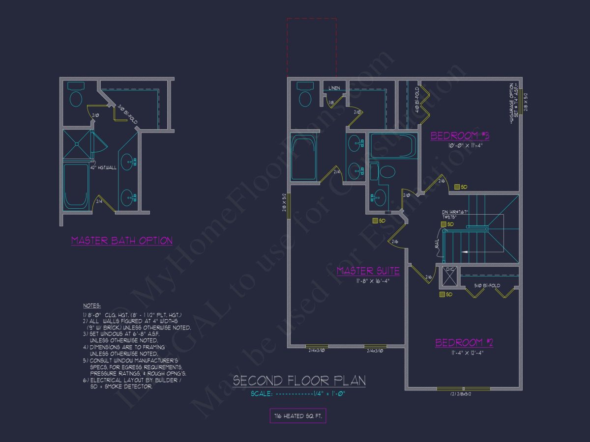 Modern house Floor Plan with 2-Story CAD Blueprint Designs