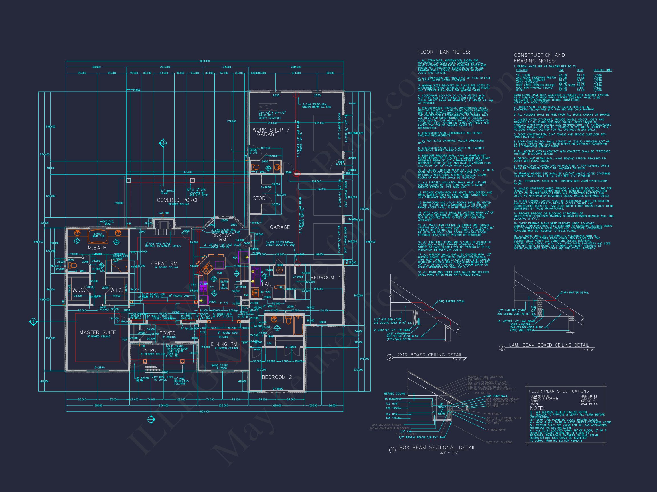 Modern house Floor Plan with 3 Beds,CAD Designs,and Workshop