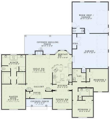 Modern house Floor Plan with 3 Beds,CAD Designs,and Workshop