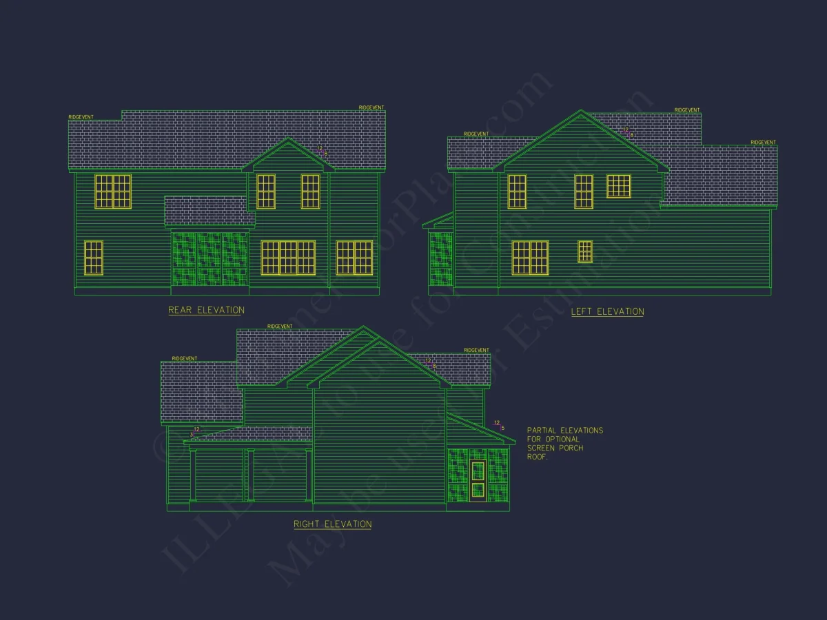 Modern house Floor Plan with 4 Bedrooms, 2-Car Garage & CAD Design