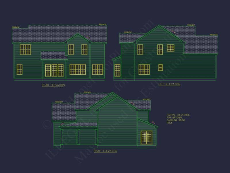 Modern house Floor Plan with 4 Bedrooms, 2-Car Garage & CAD Design