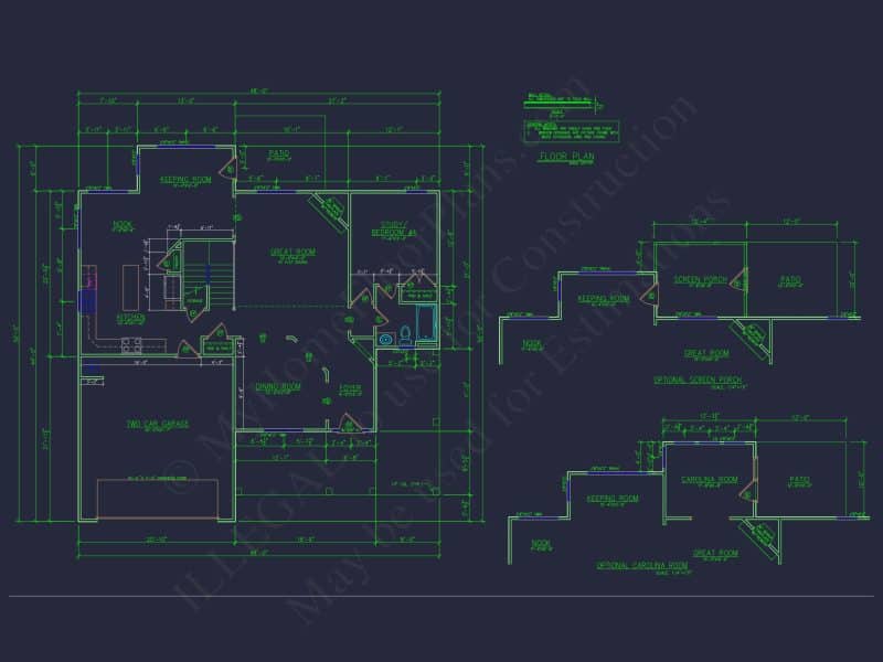 Modern house Floor Plan with 4 Bedrooms, 2-Car Garage & CAD Design