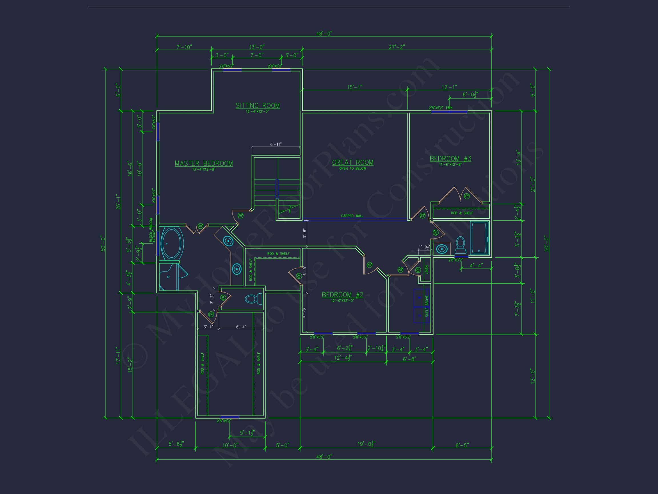 Modern house Floor Plan with 4 Bedrooms,2-Car Garage & CAD Design