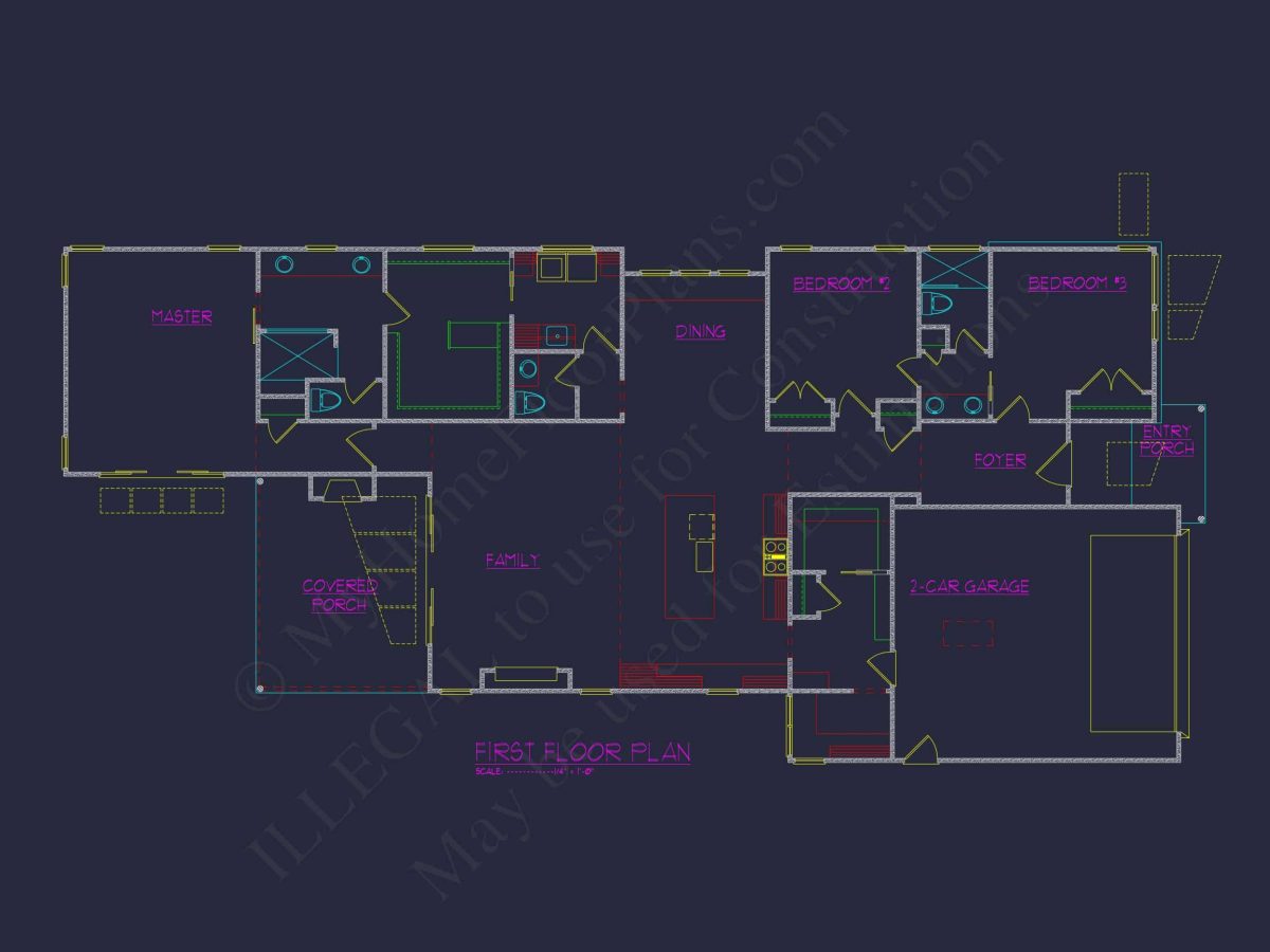 Modern house Floor Plan with CAD Designs and Blueprint