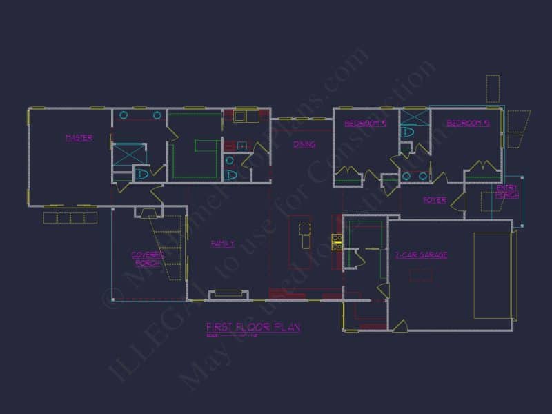 Modern house Floor Plan with CAD Designs and Blueprint