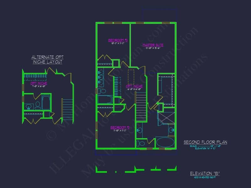 Modern house Plan: 2-Story Floor Plan with CAD Designs