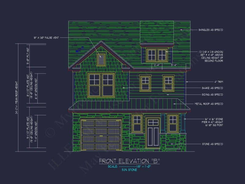 Modern house Plan: 2-Story Floor Plan with CAD Designs