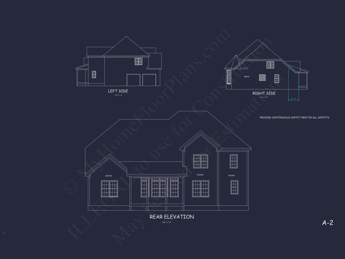 Modern house Plan Design with 2 Stories, 4 Beds, and CAD Blueprint