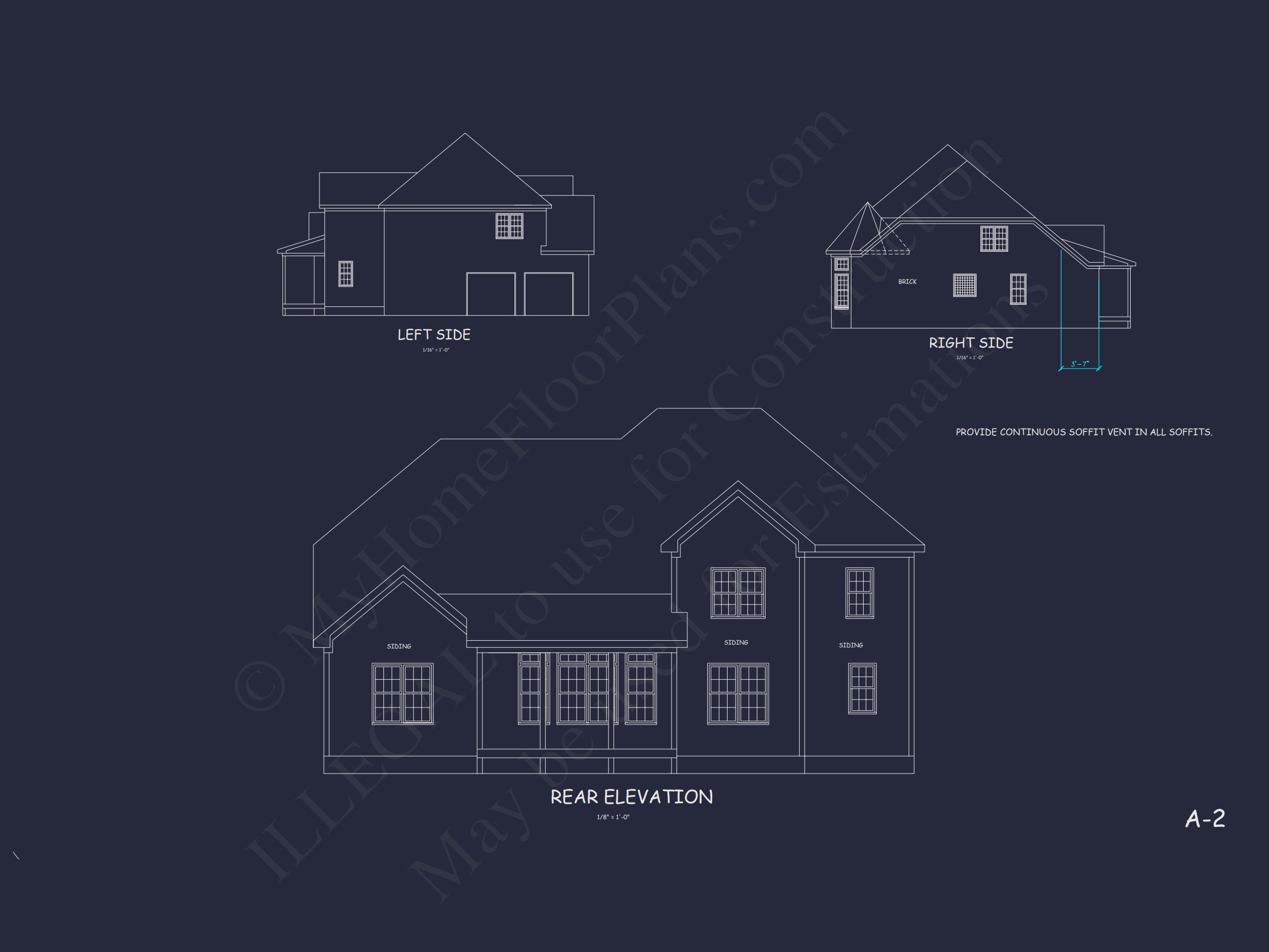 Modern house Plan Design with 2 Stories,4 Beds,and CAD Blueprint