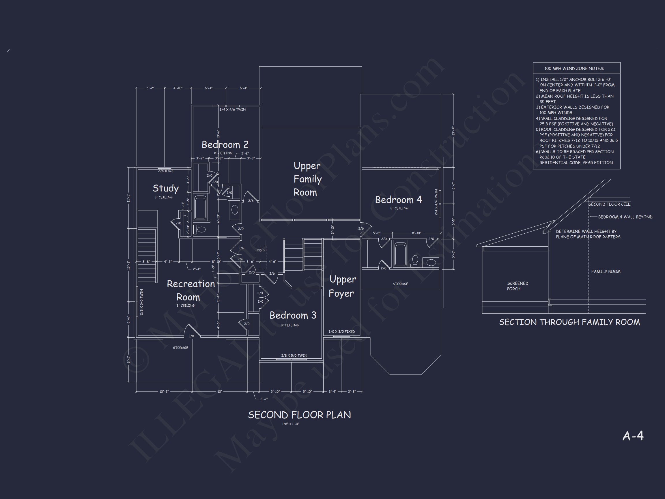 Modern house Plan Design with 2 Stories,4 Beds,and CAD Blueprint