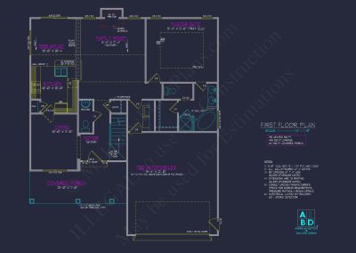 Modern house Plan: Detailed Floor Plan & CAD Blueprint Designs