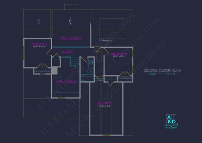 Modern house Plan: Detailed Floor Plan & CAD Blueprint Designs