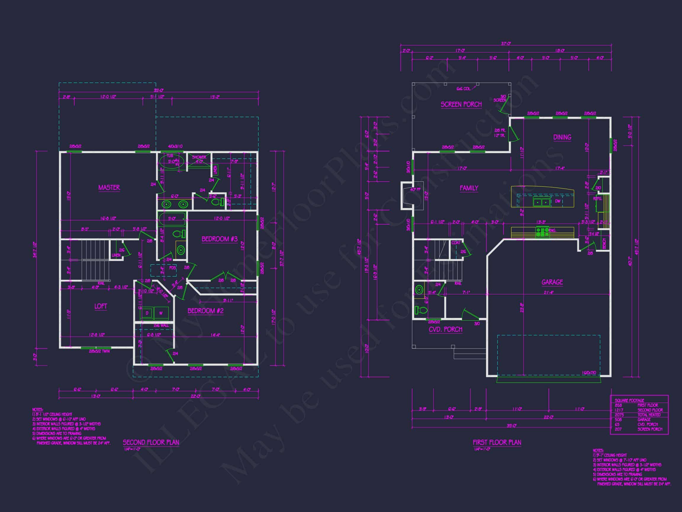 Modern house Plan with 2 Stories,CAD Blueprint & Features