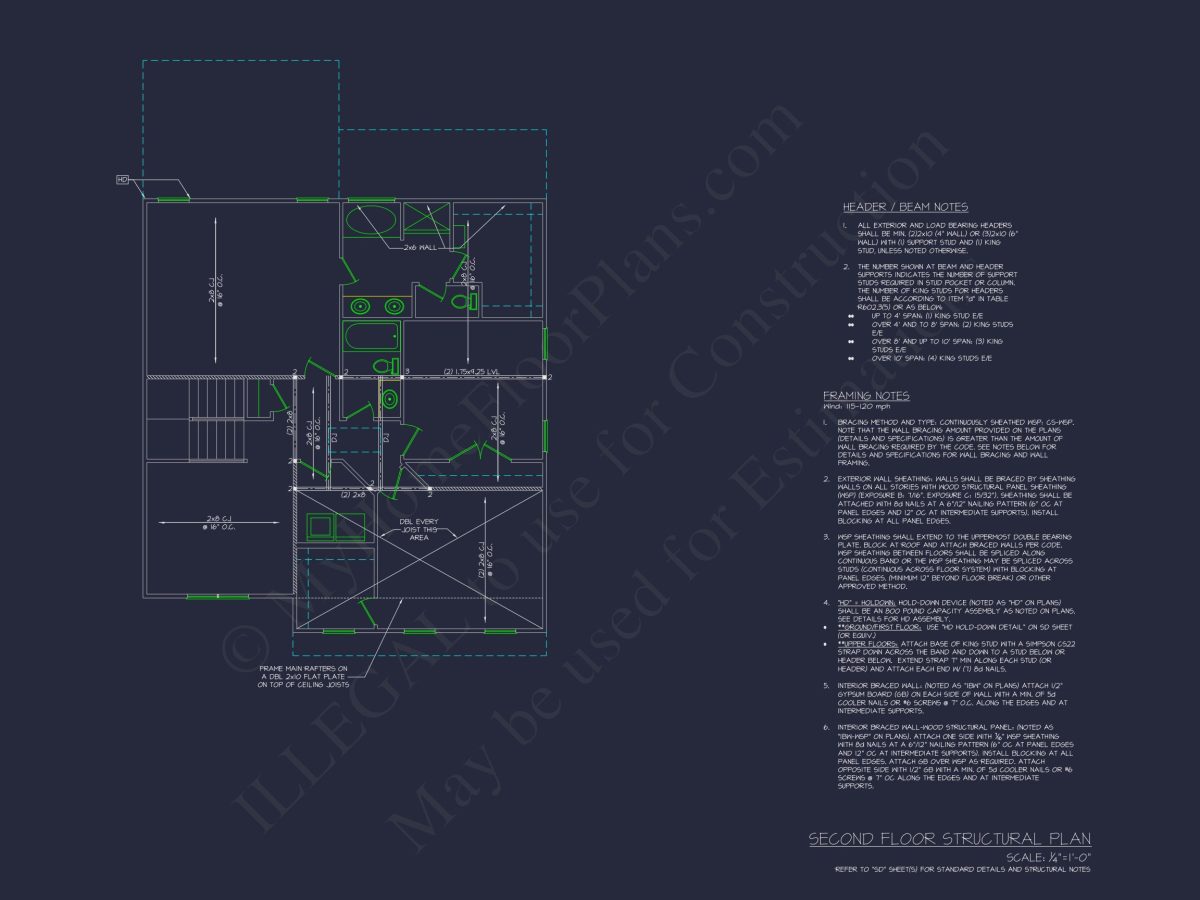 Modern house Plan with 2 Stories, CAD Blueprint & Features