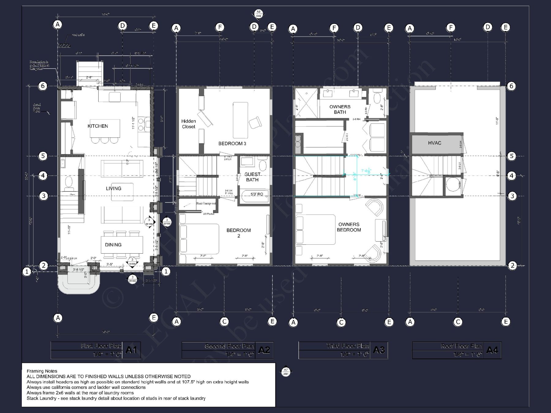 Modern house Plan with 3 Floors and CAD Architecture Designs