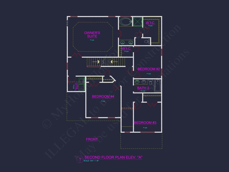 Modern house Plan with 4 Bedrooms, 2 Stories & CAD Designs