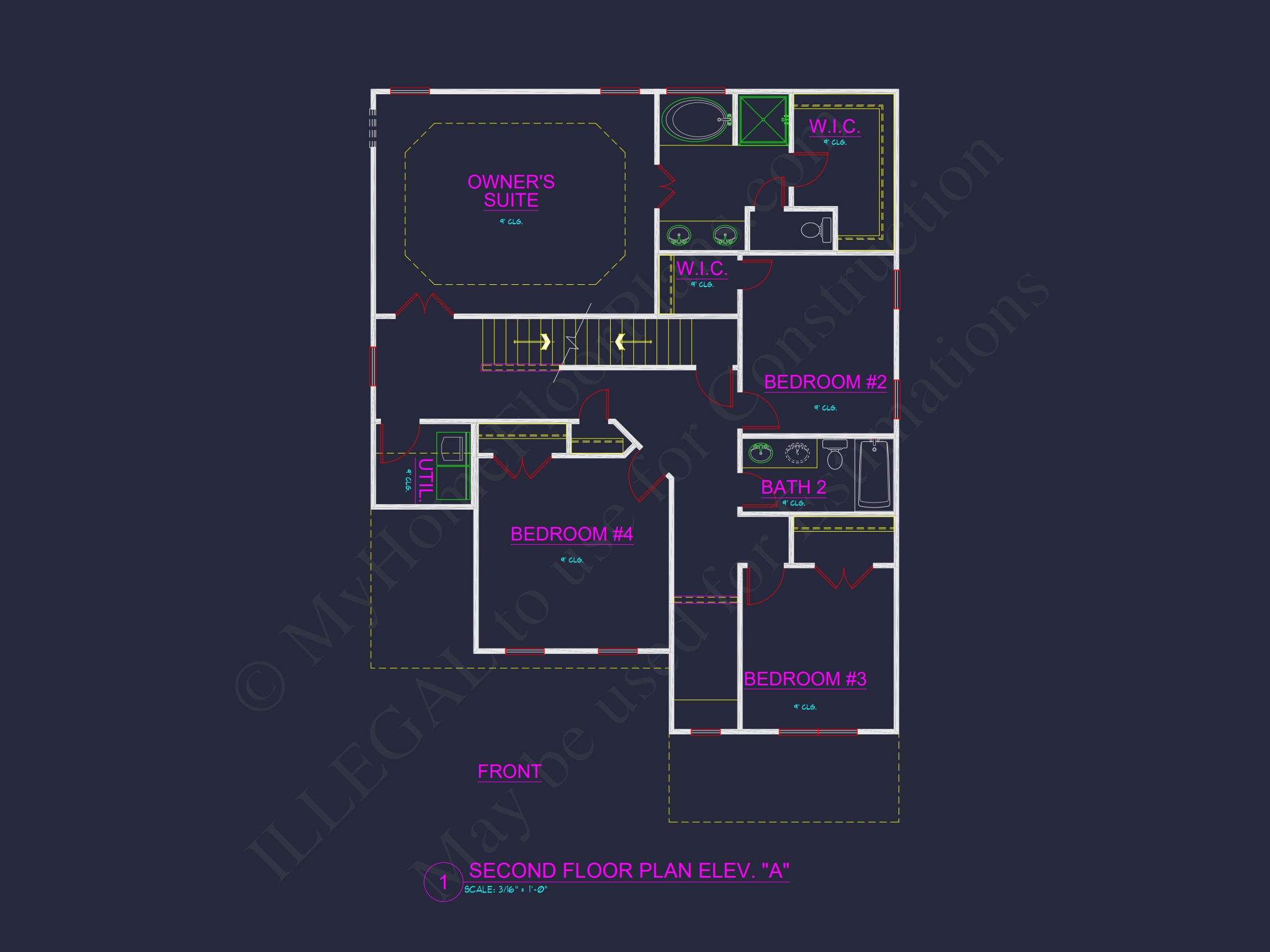 Modern house Plan with 4 Bedrooms,2 Stories & CAD Designs