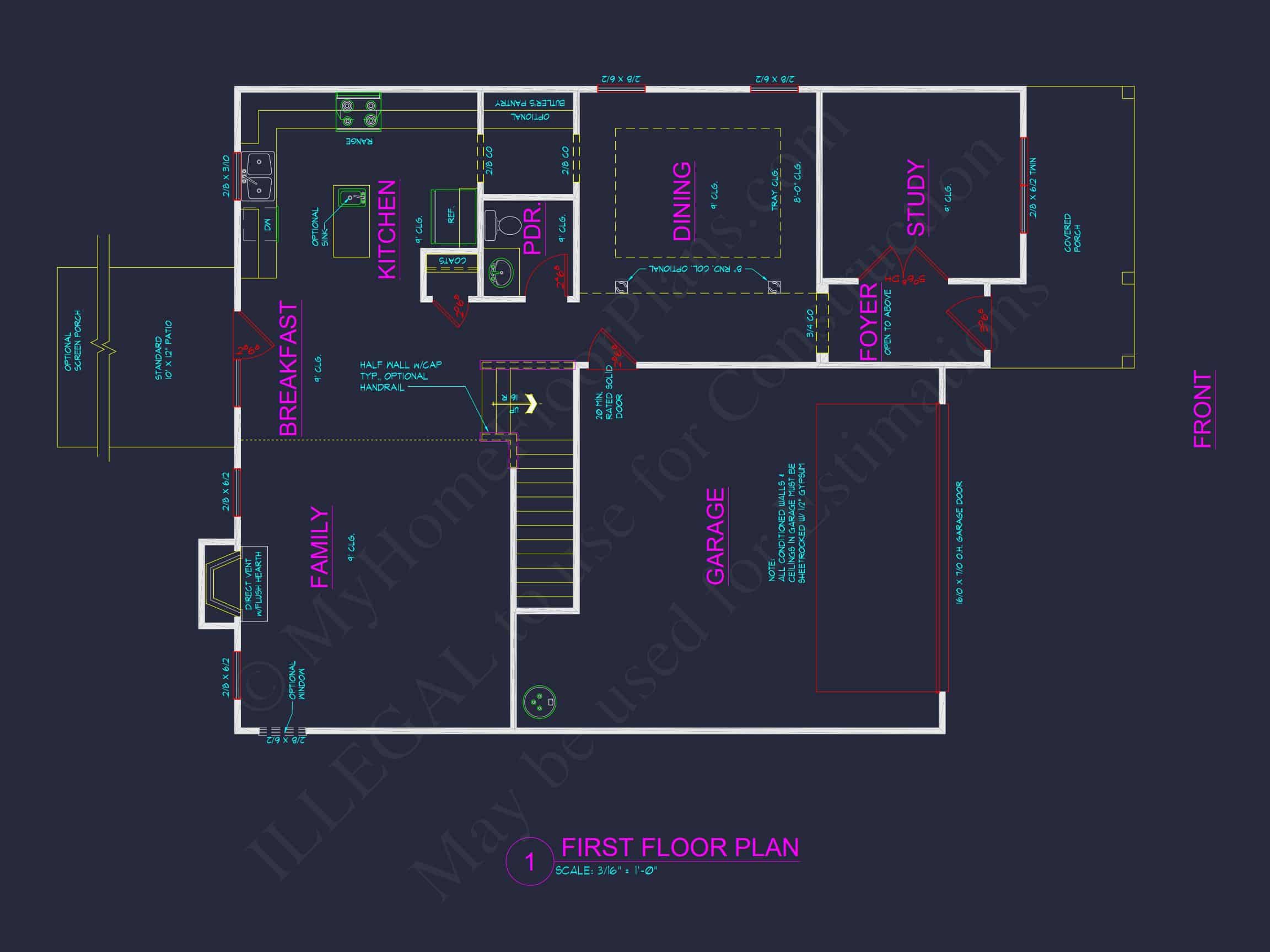 Modern house Plan with 4 Bedrooms,2 Stories & CAD Designs