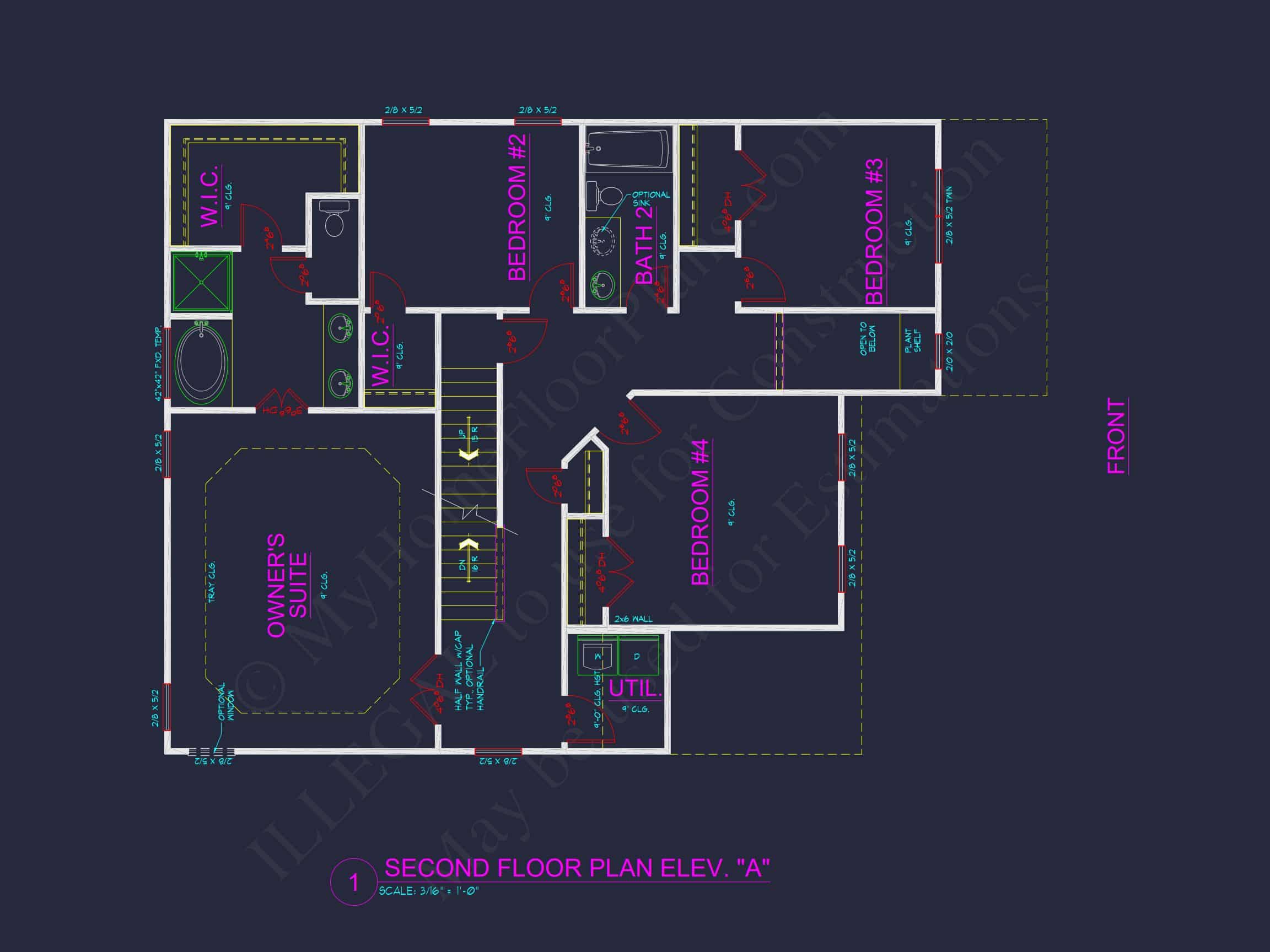 Modern house Plan with 4 Bedrooms,2 Stories & CAD Designs