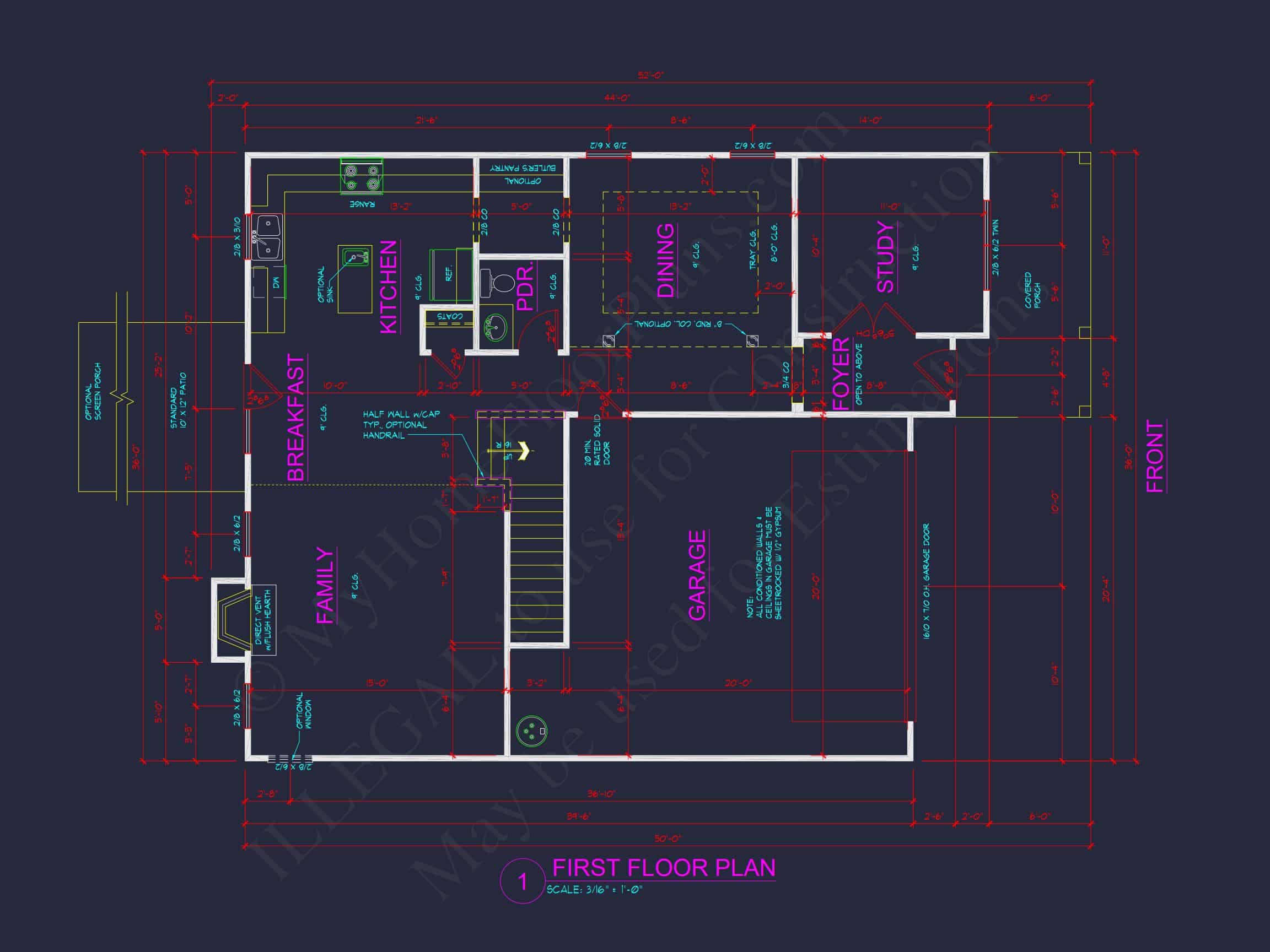 Modern house Plan with 4 Bedrooms,2 Stories & CAD Designs