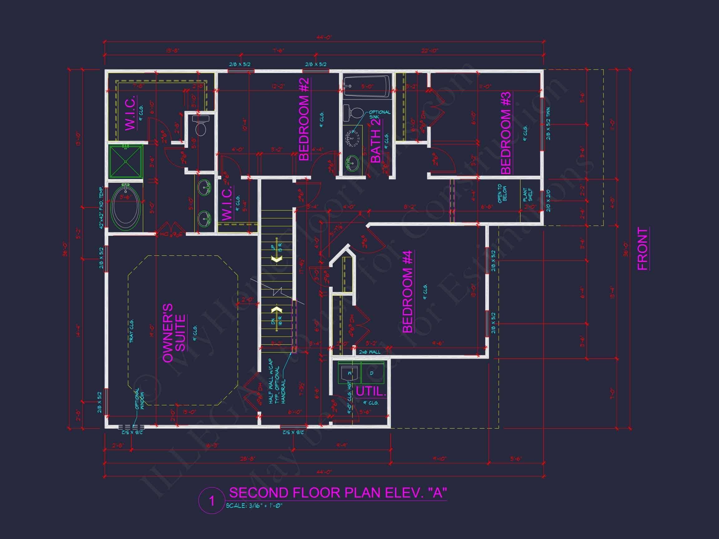 Modern house Plan with 4 Bedrooms,2 Stories & CAD Designs